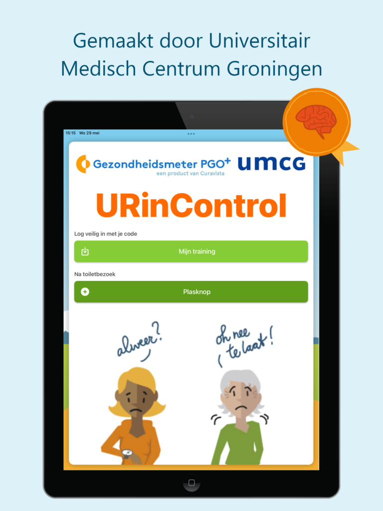 Screenshot van de URincontrol module: Gemaakt door Universitair Medisch Centrum Groningen