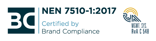 Logo van Brand Compliance met de certificering voor NEN 7510-1:2017